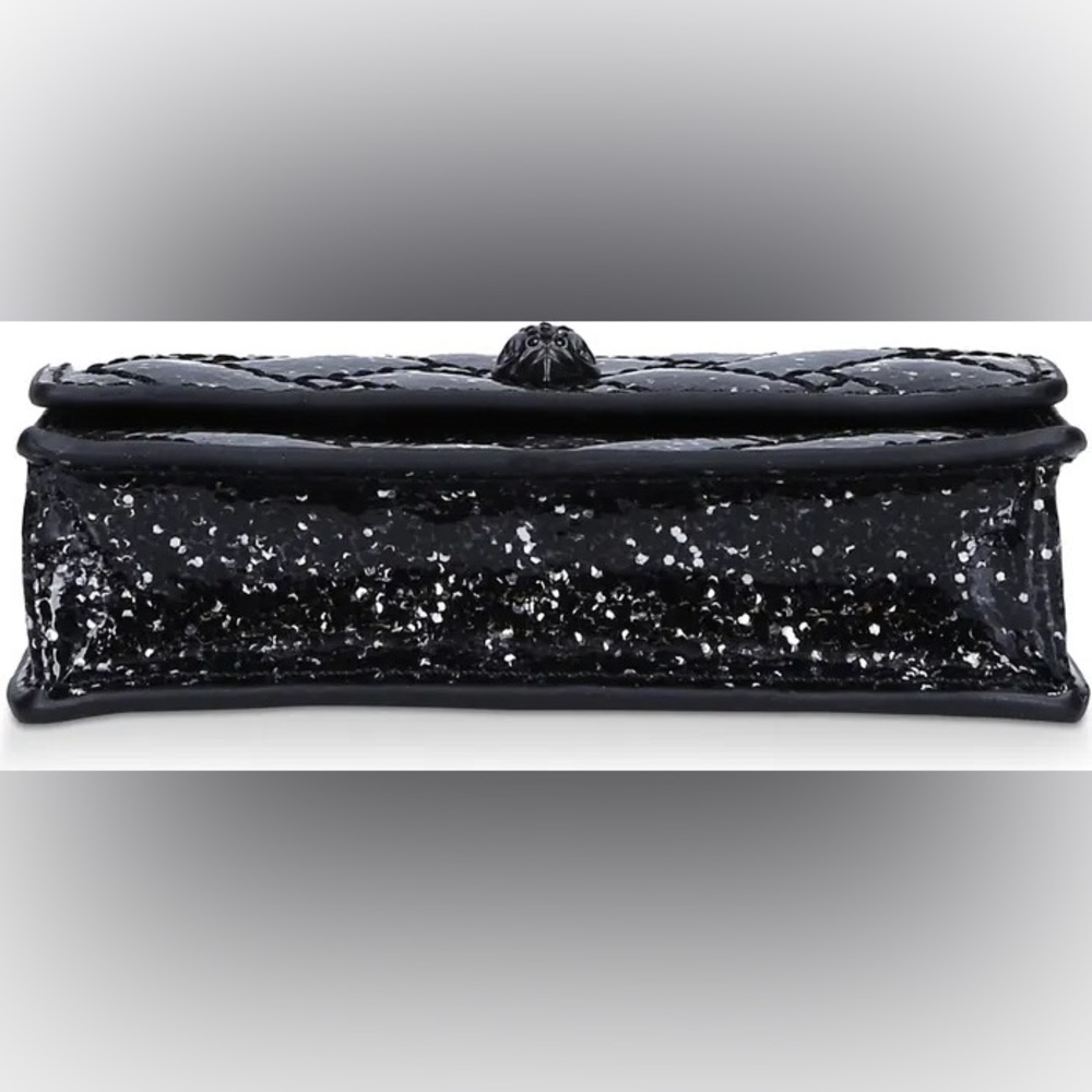 Kurt Geiger London Micro Kensington Black Glitter Leather Crossbody Bag - Picture 7 of 7